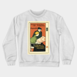 KUNST ANSTALT for MODERNE PLAKATE Lithograph Art Poster by Otto Fischer Crewneck Sweatshirt